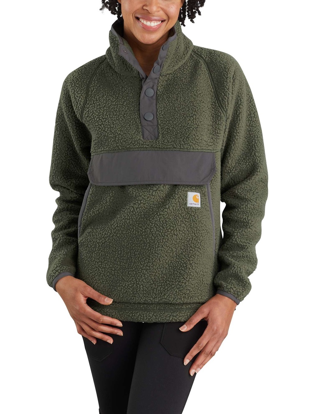 Carhartt Women’s Fleece Jacket Green Quarter Snap Size 1X